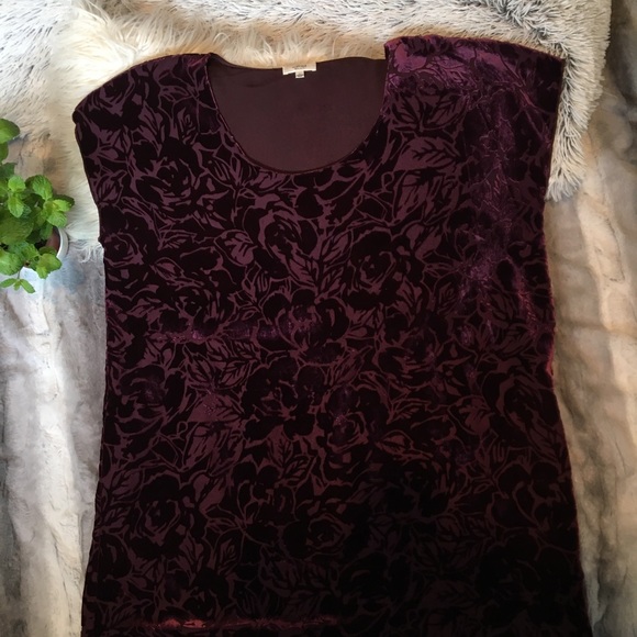 [Wilfred] Silk/Velvet Maroon Floral Shift Dress - Picture 6 of 7